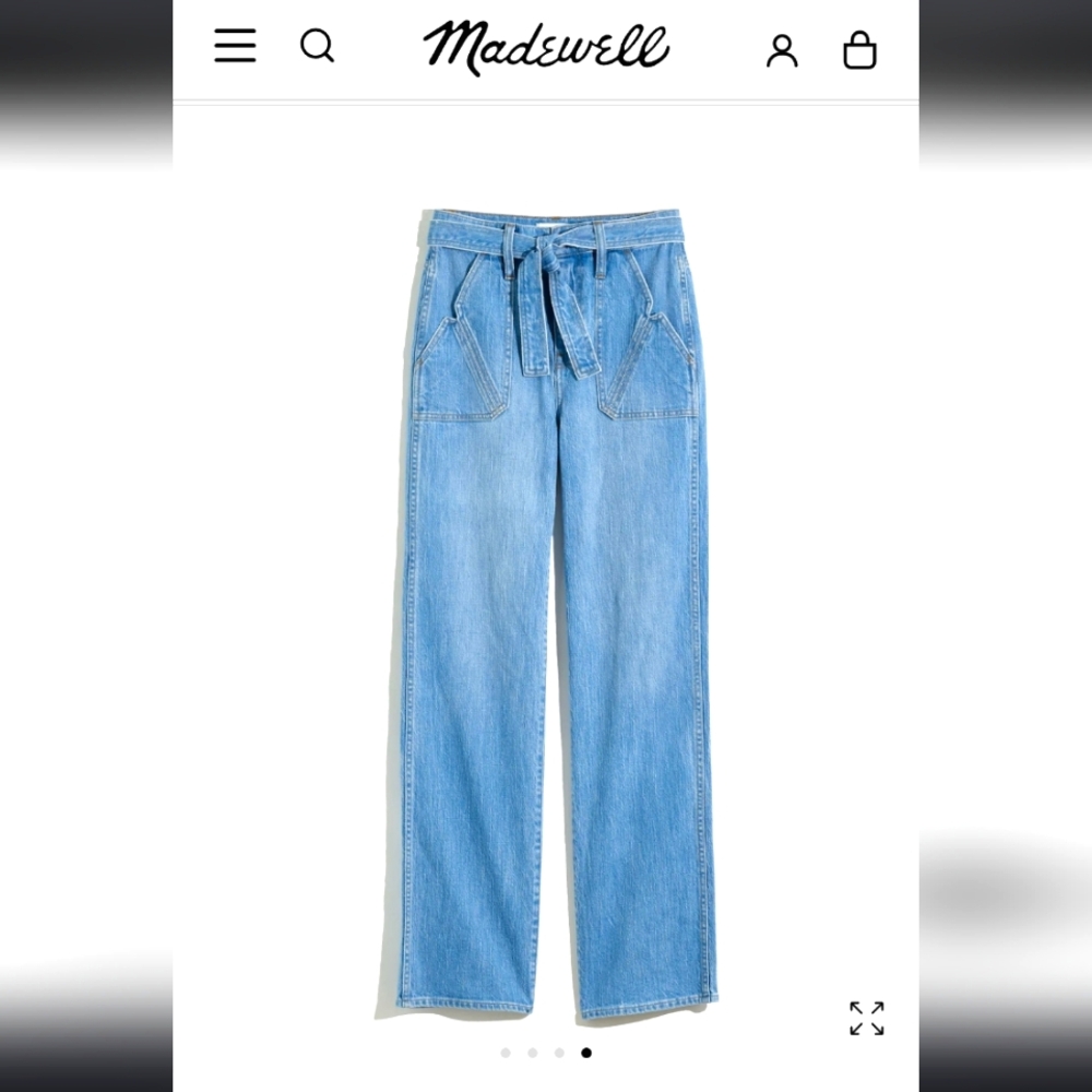 Madewell Light Blue Tie-Waist Wide-Leg Jeans